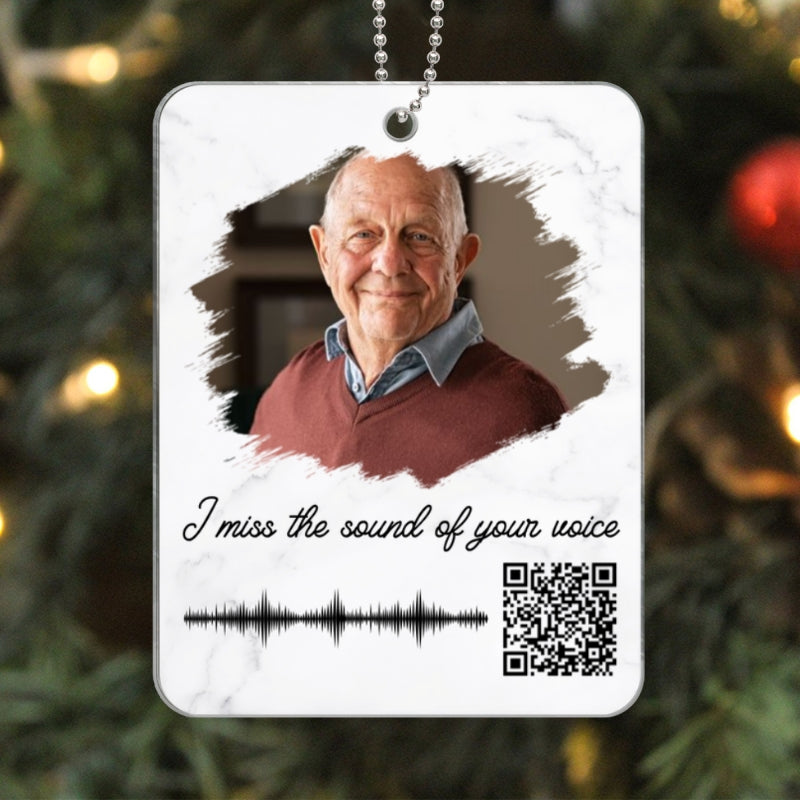 Family Memorial Sympathy Gift Keepsake Photo Inserted Voicemail Voice Message Scannable QR Code Using Your Voicemail Personalized Acrylic Ornament