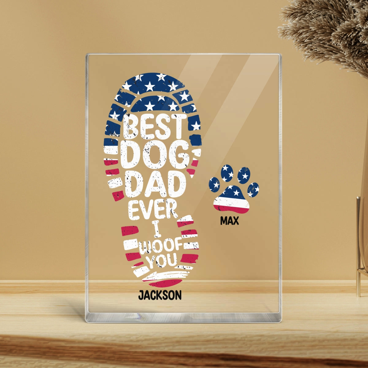 Best Dog Dad Ever We Woof You Personalized Acrylic Block Plaque, Father's Day Gift for Dog Dads