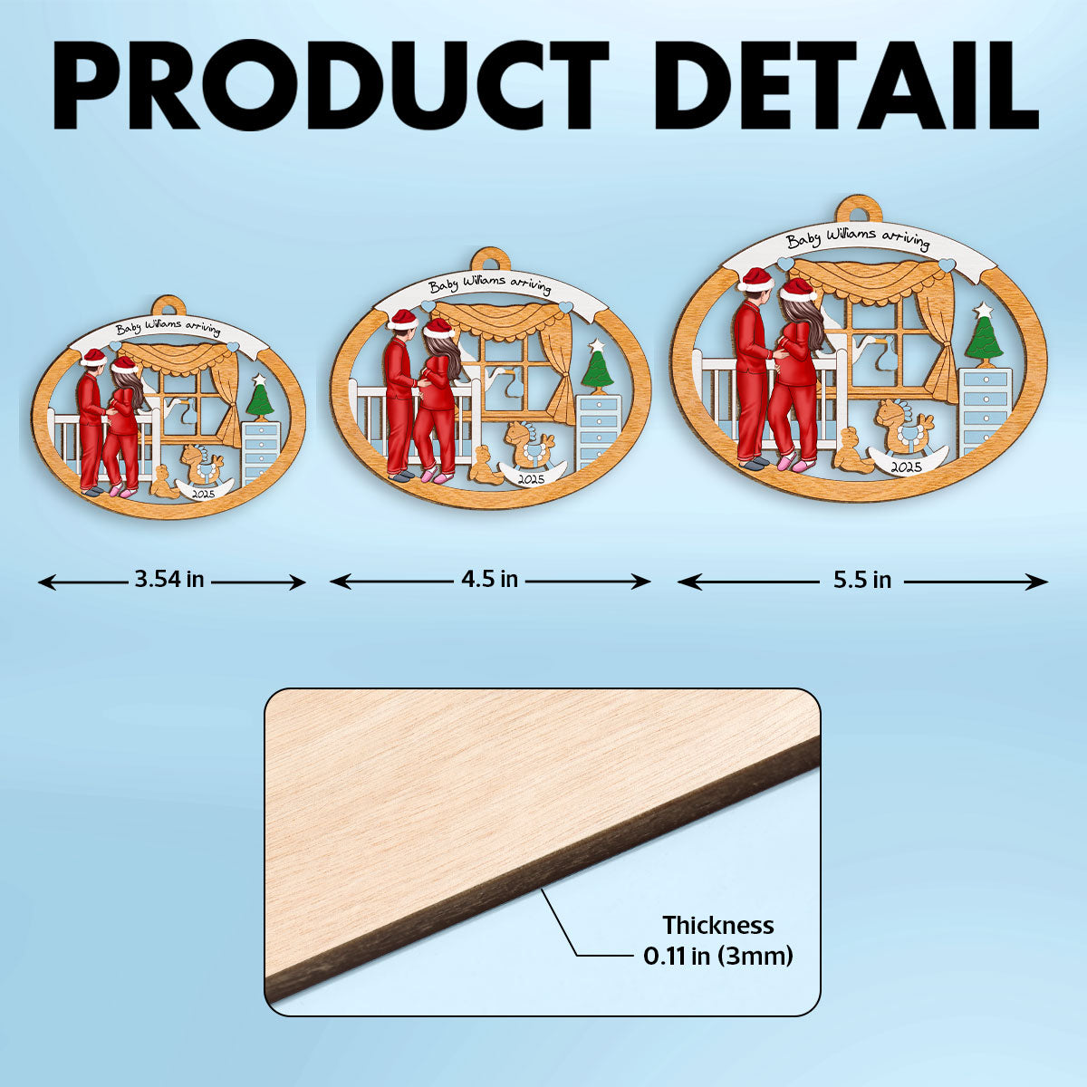 Proud Parents to be, Personalized Expecting Couple Christmas Wooden Ornament