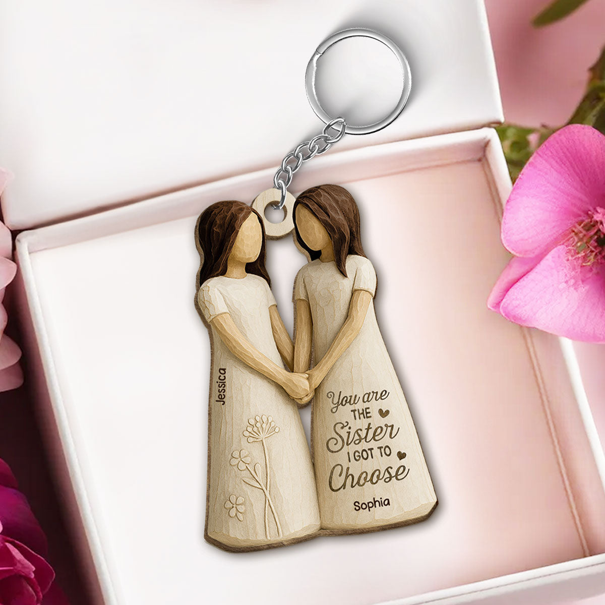 You Are The Sister I Got To Choose Personalized Wooden Keychain, Birthday Gift Friendship Gift for Besties, Best Friends
