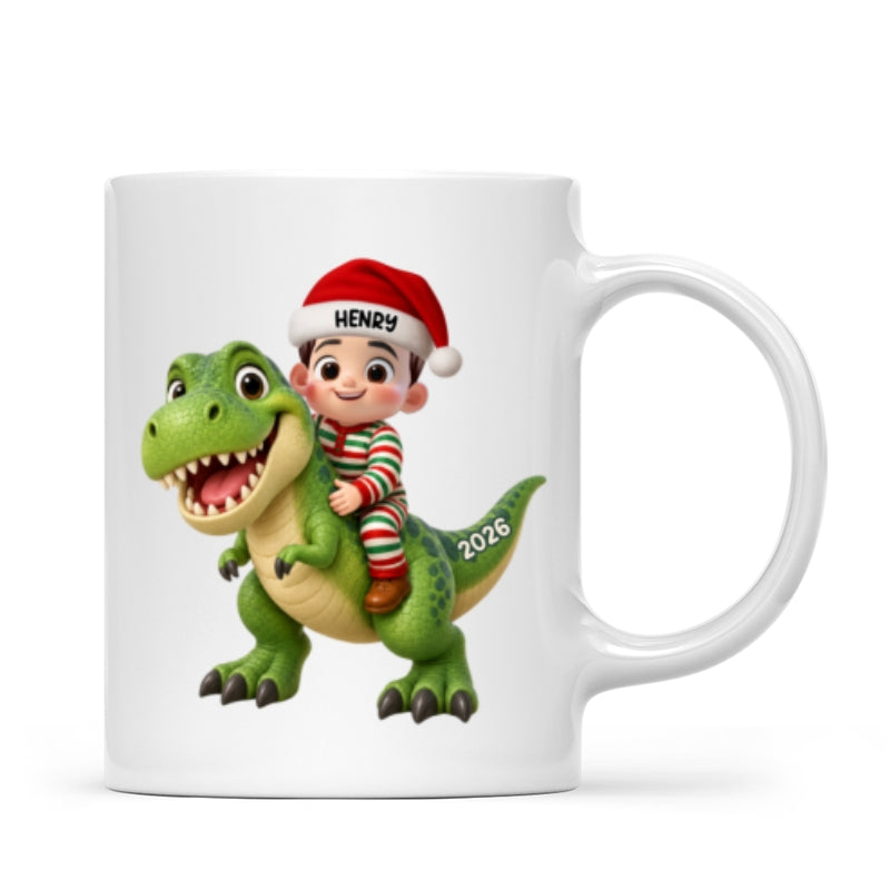 Trending Kid With Dinosaur Design For Boy Girl - Personalized Mug - Christmas Gift For Grandkids