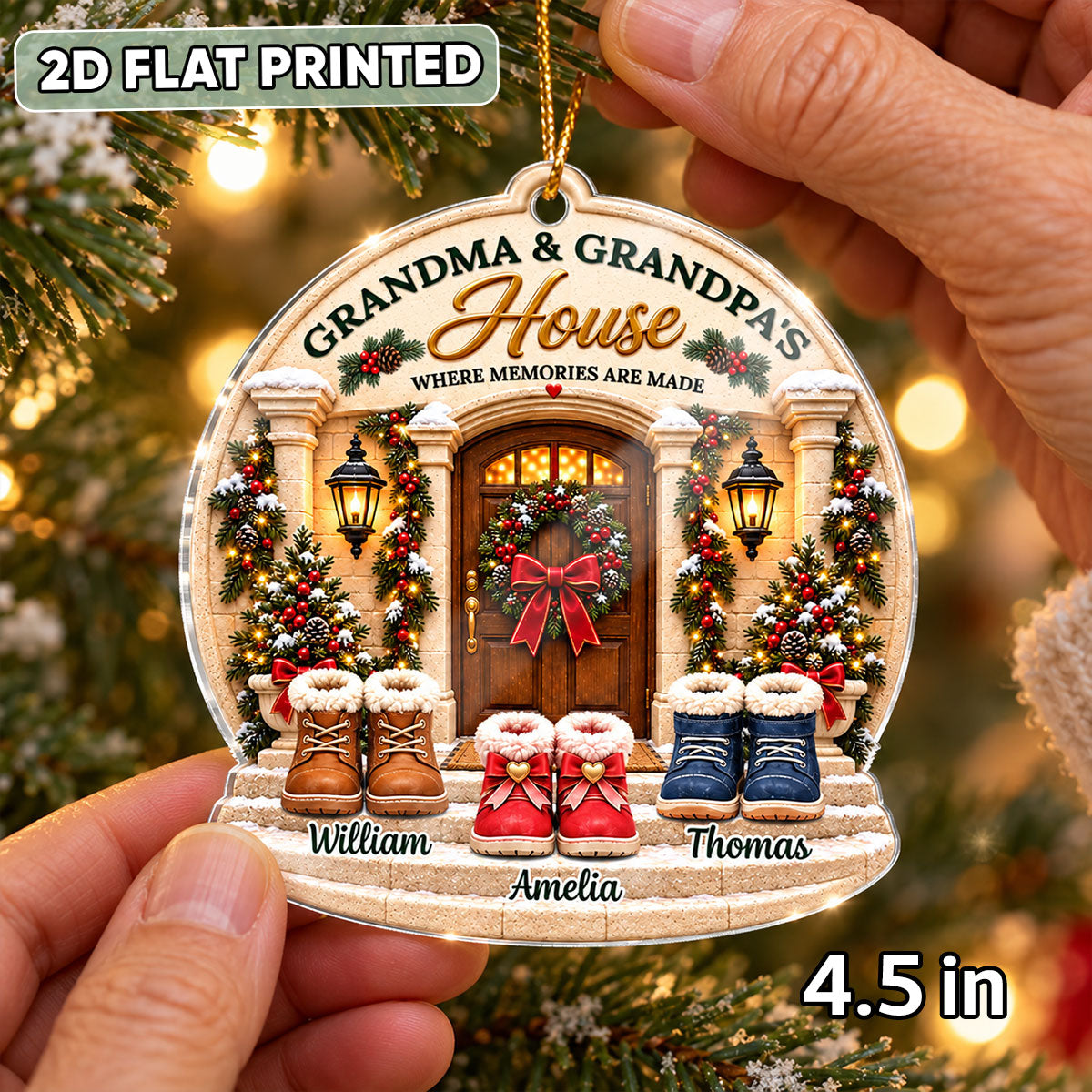 Grandma & Grandpa's House Grandkids Welcome - Personalized Acrylic Ornament - Christmas Gift for Grandparents