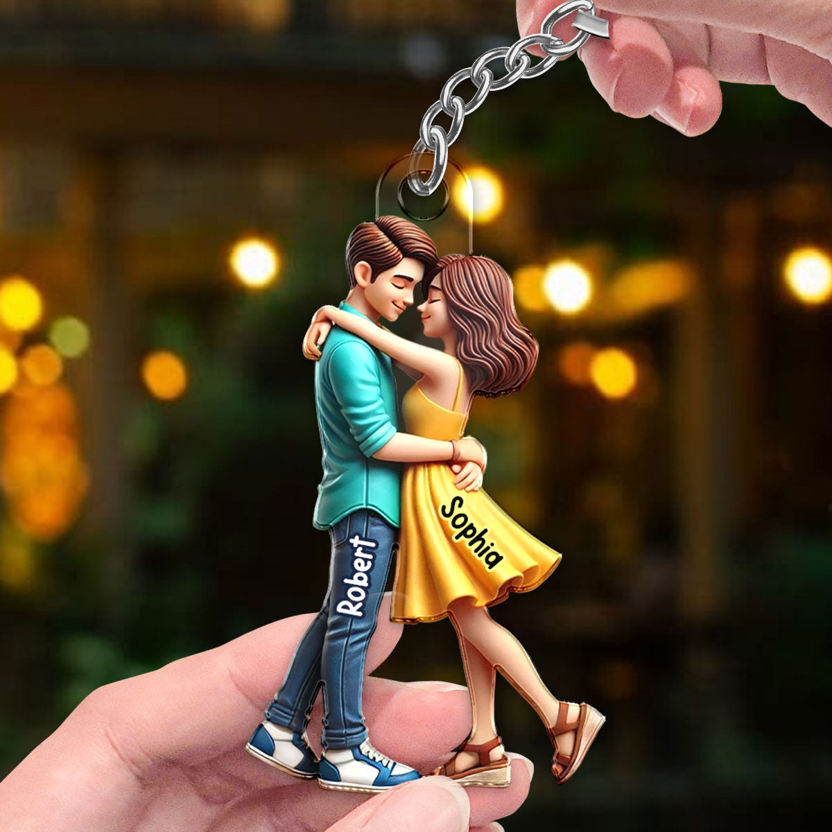 3D Effect Couple Hugging Personalized Acrylic Keychain, Heartfelt  Gift For Couple, For Him, For Her, Boyfriend, Girlfriend, Husband, Wife
