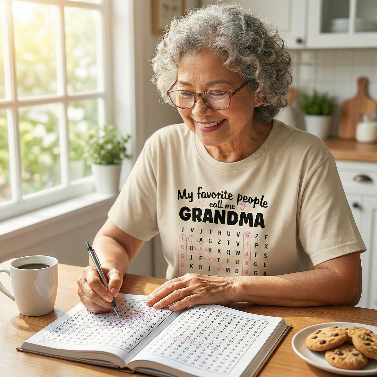 Grandma's Favorite People Word Search Puzzle - Personalized Shirt - Mother's Day Gift For Grandma Mom