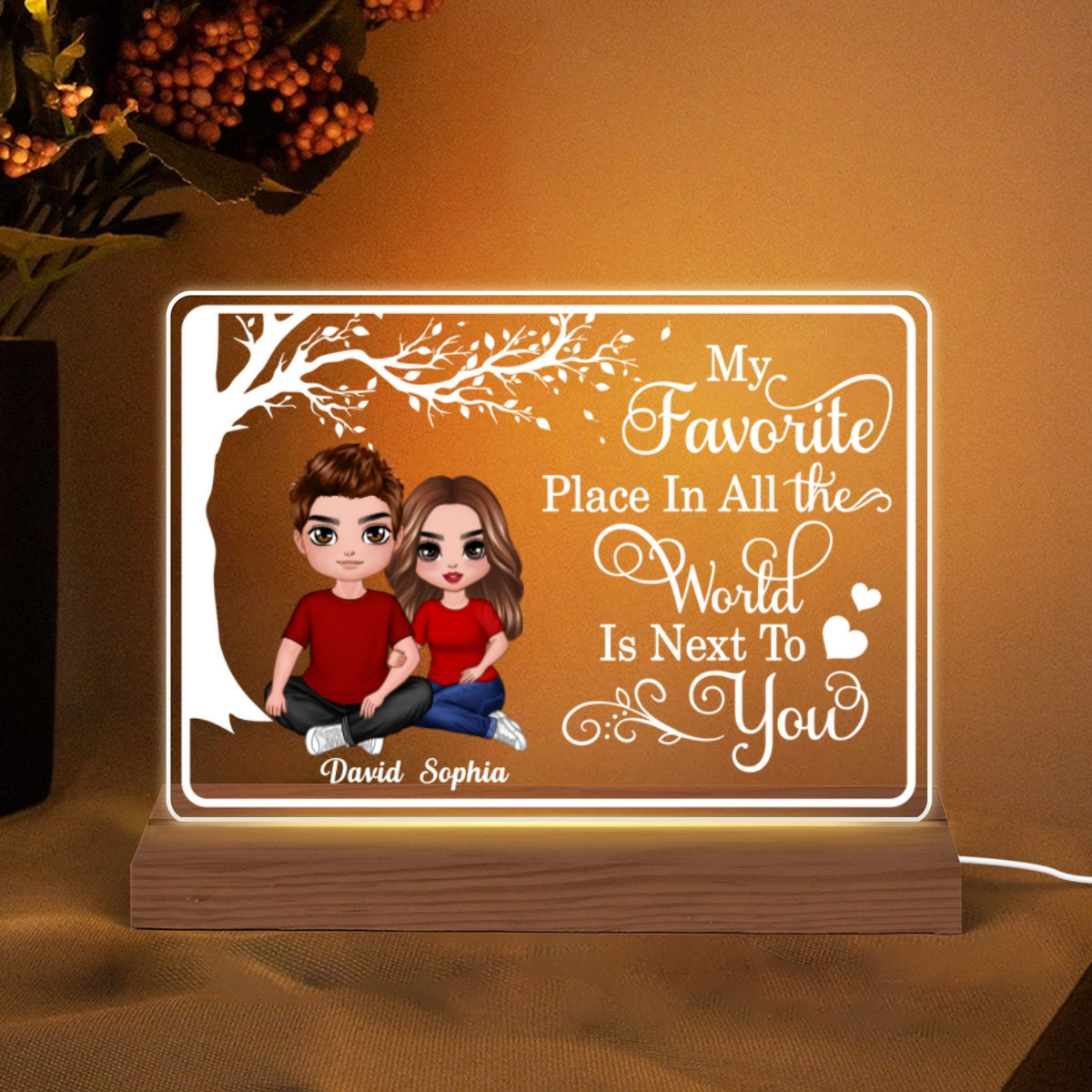 My Favorite Place Embracing Doll Couple Personalized Custom Shape LED Night Light LED Lamp