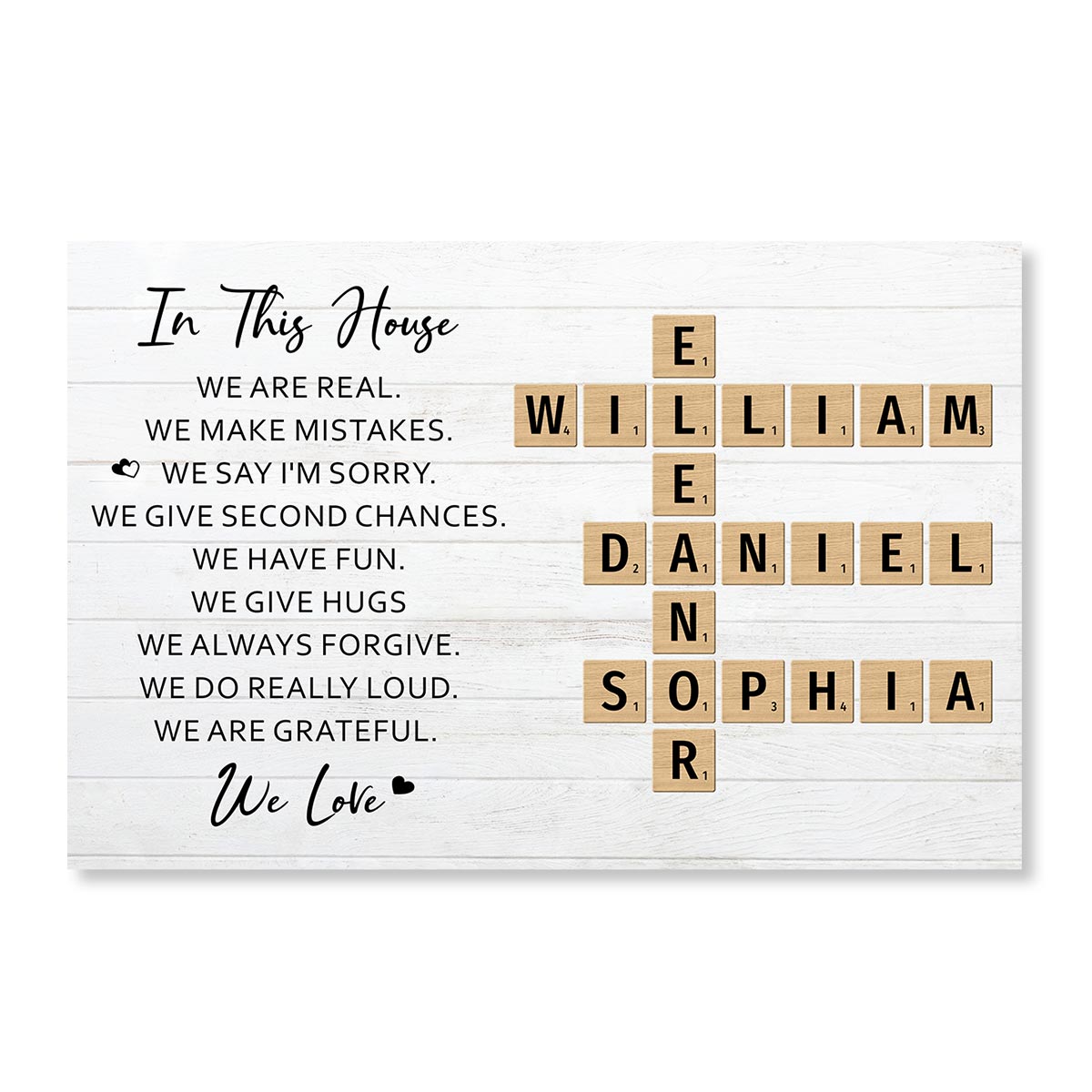 In This House We Love Crossword Puzzle Art Family Home Decor Personalized Poster