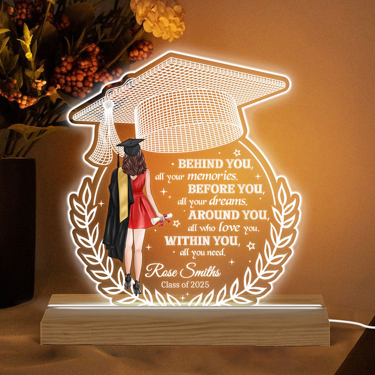 Behind You All Your Memories Graduation Gift - Personalized Acrylic LED Night Light