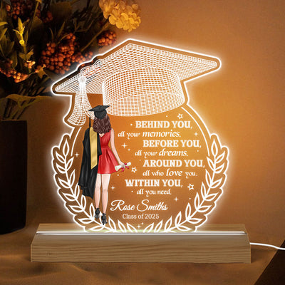Behind You All Your Memories Graduation Gift - Personalized Acrylic LED Night Light
