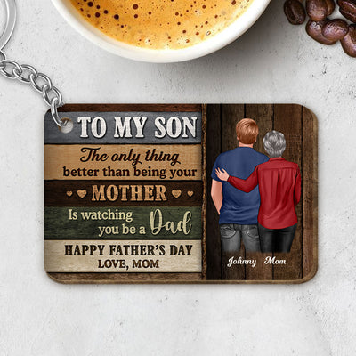 Colored Wood Pallets To My Son From Mom Happy Father's Day Personalized Wooden Keychain