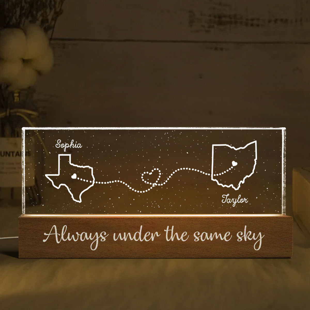 I Miss Your Face Long Distance Relationship Gift Couple Best Friend Personalized Block LED Night Light