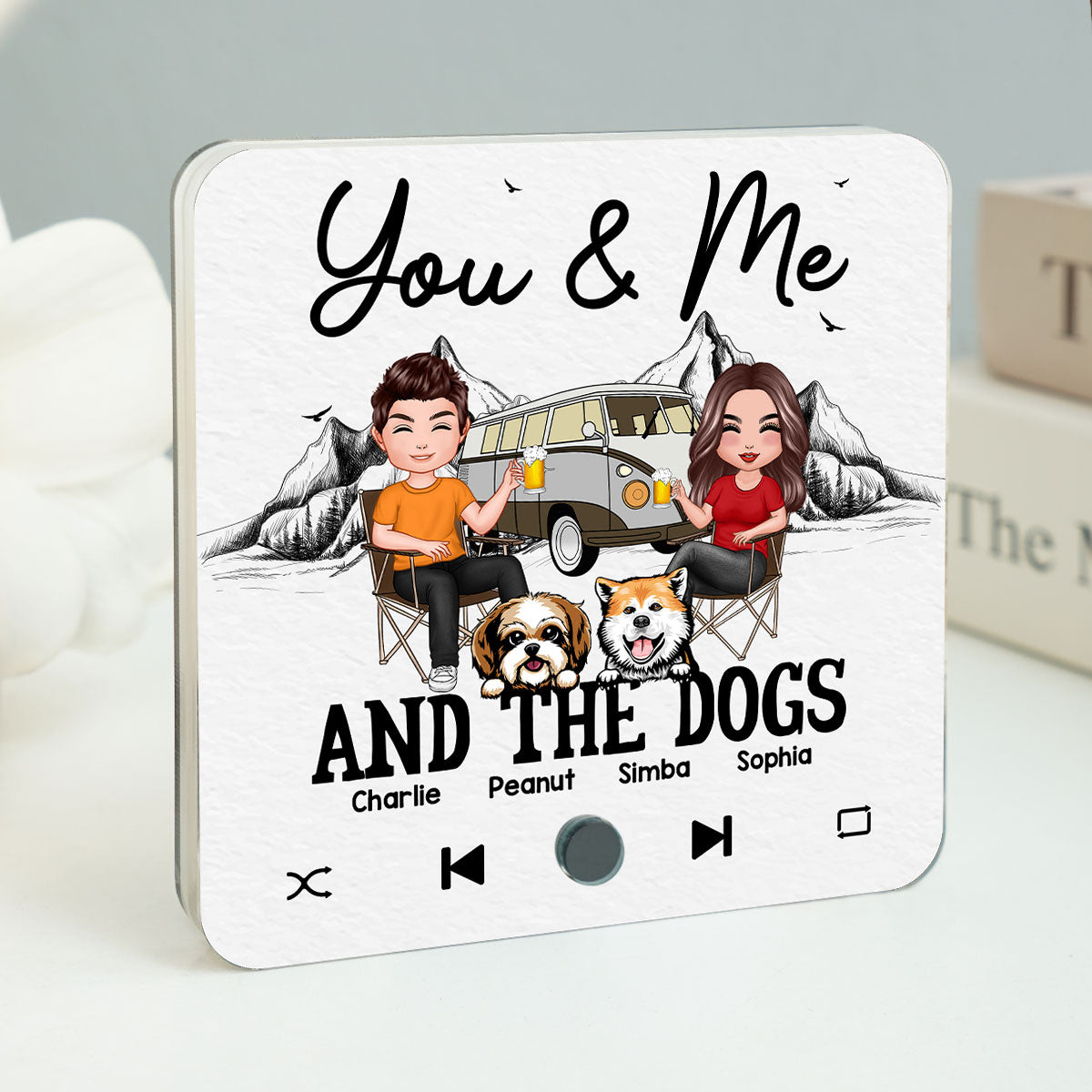 You Me & The Dogs Camping Couple  Gift For Camping Lover Personalized Music Fridge Magnet