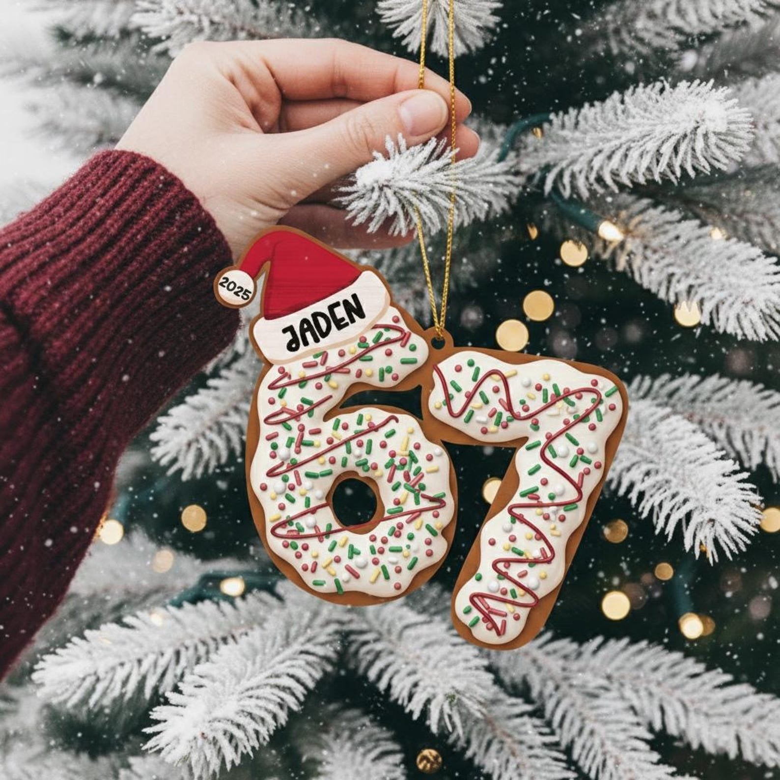 Custom Six Seven - Personalized Acrylic Ornament - Teen Slang Funny Tree Decor, Funny Teen Grandkid Gift