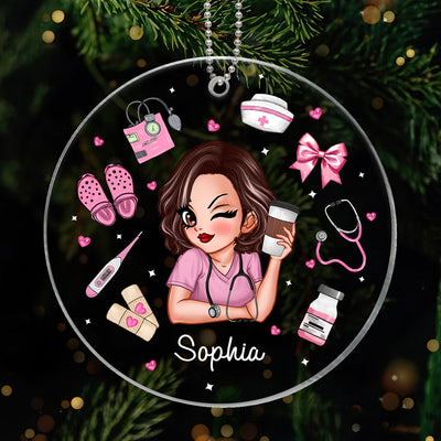 Nurse Things Coquette Style Personalized Acrylic Ornament