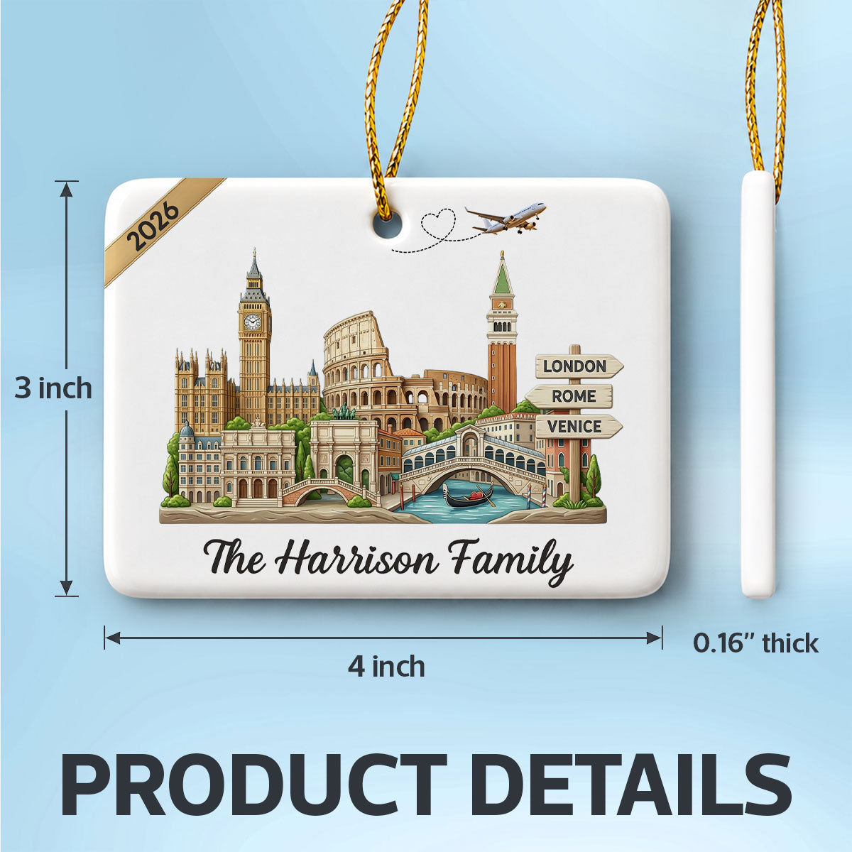 Travel Destinations The Places You've Been Landmarks - Personalized Ceramic Ornament - Traveling Destination Keepsake, Christmas Gift For Traveling Lovers