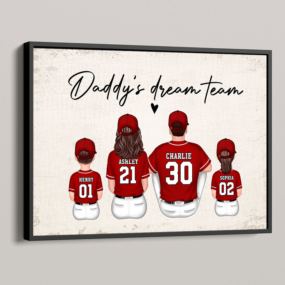 Baseball Family Sitting Personalized Poster Custom Gift for Dad, Husband or Family Room Decor