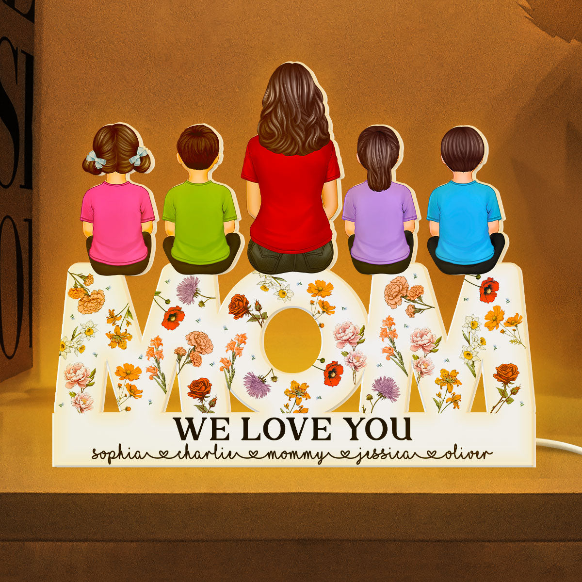 MOM Floral Personalized Light Box, Heartfelt Gift For Mom
