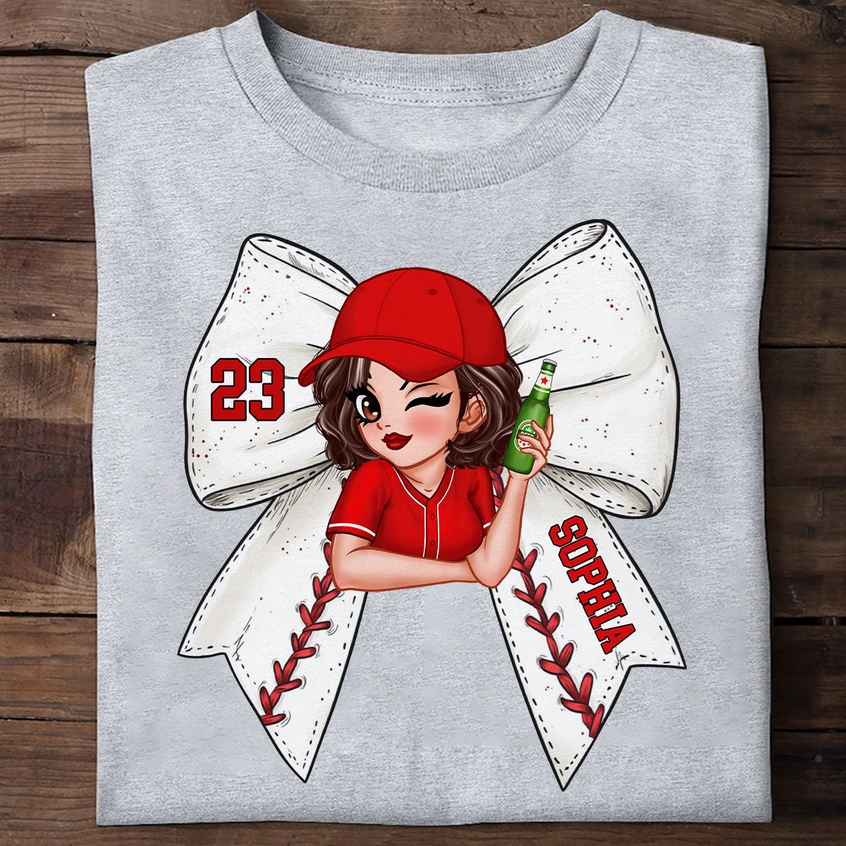 Baseball Softball Bow With Jersey Number Personalized Shirt, Perfect Gift For Her, For Baseball Wife, For Baseball Mom