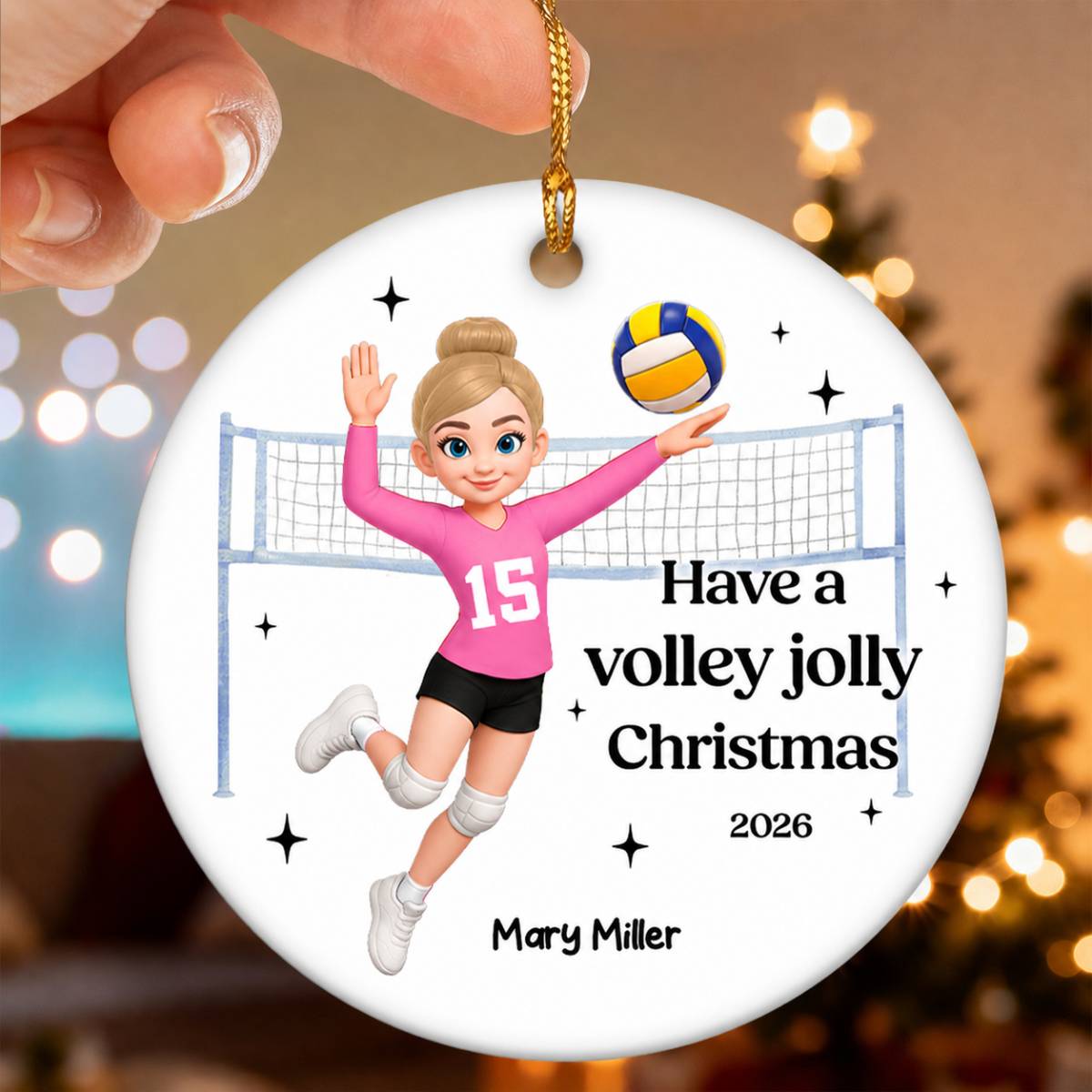 Love At First Spike Volleyball Player - Personalized Ceramic Ornament - Christmas Gift For Volleyball Players