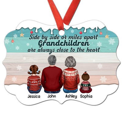 Side By Side Grandkids Grandma Grandpa Personalized Christmas Ornament
