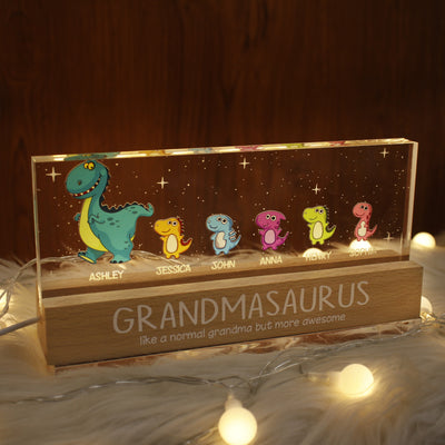Grandmasaurus Like Normal Grandma But More Awesome Personalized Acrylic Block LED Night Light