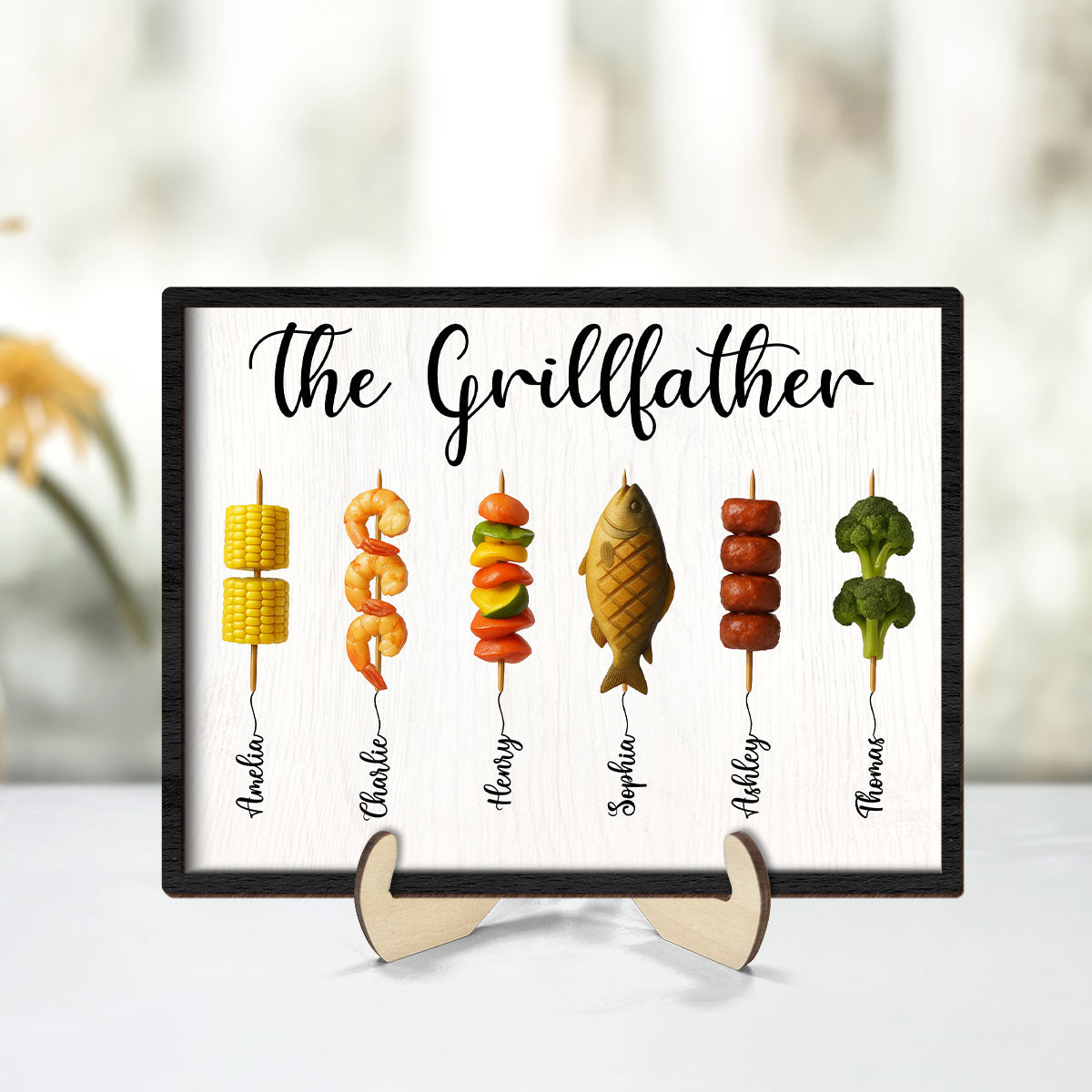 Best Grilling Dad Ever With Kids' Names Personalized 2-Layered Wooden Plaque, Father's Day Gift For Husband, For Dad, For Grandpa
