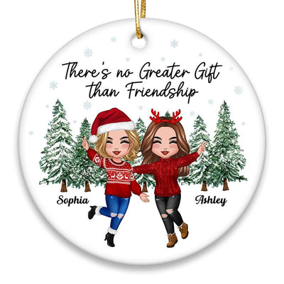 Happy Doll Besties Christmas Tree Background Personalized Circle Ornament