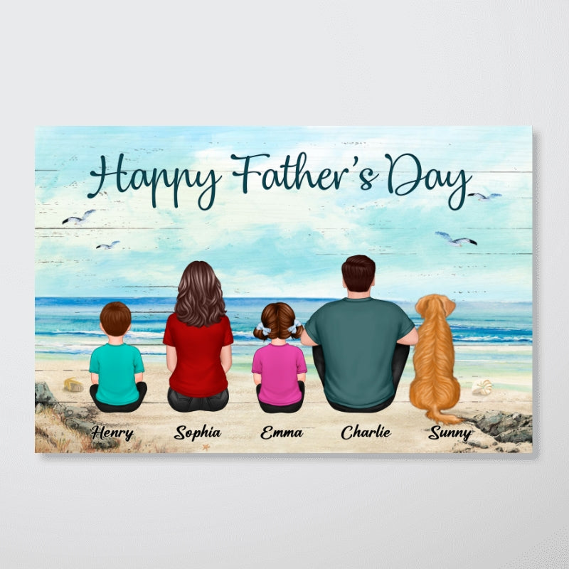 Beautiful Beach Landscape Family Love Personalized Poster| Heartfelt Father's Day Gift For Dad, Husband