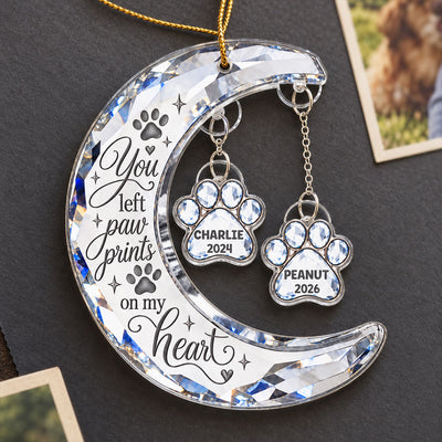 Pet Memorial Moon - Personalized Acrylic Ornament With Hanging Pieces - Custom Pet Name & Year Remembrance Keepsake, Sympathy Gift for Dog & Cat Lovers