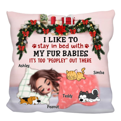 Stay In Bed With Cats Christmas Personalized Pillow (Insert Included)