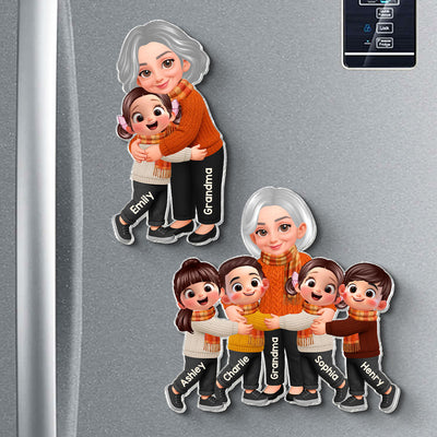 Trending Grandma Grandkids Fall Season - Personalized Acrylic Fridge Magnet - Gift For Wife, Grandmas