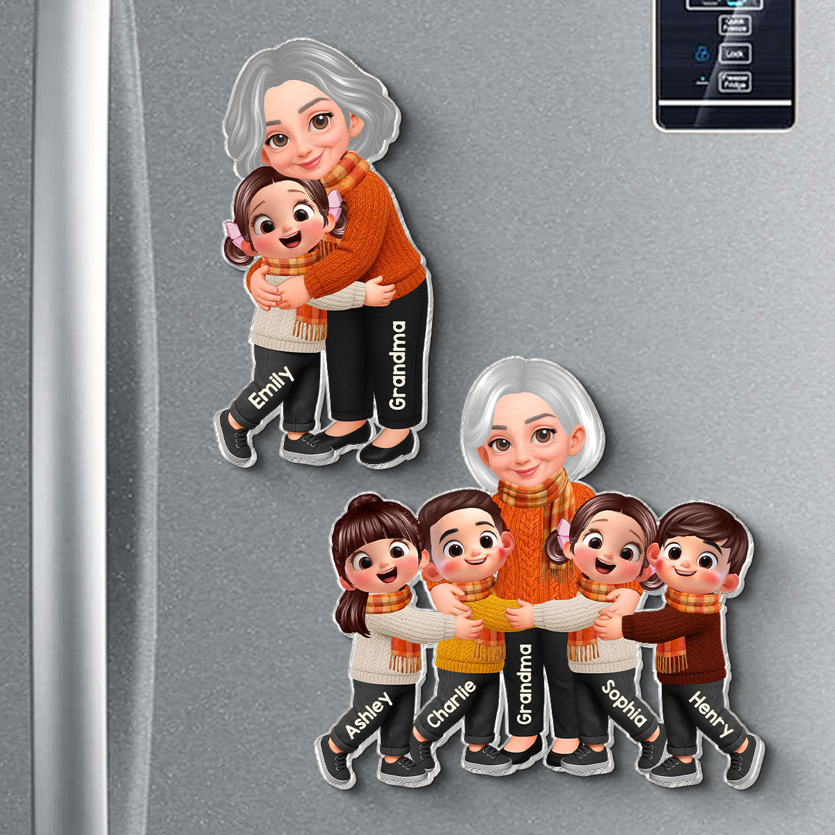 Trending Grandma Grandkids Fall Season - Personalized Acrylic Fridge Magnet - Gift For Wife, Grandmas