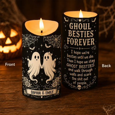 Ghoul Besties Forever Until We Die - Personalized LED Candle - Funny Work Bestie Gift, Halloween Keepsake For Best Friends