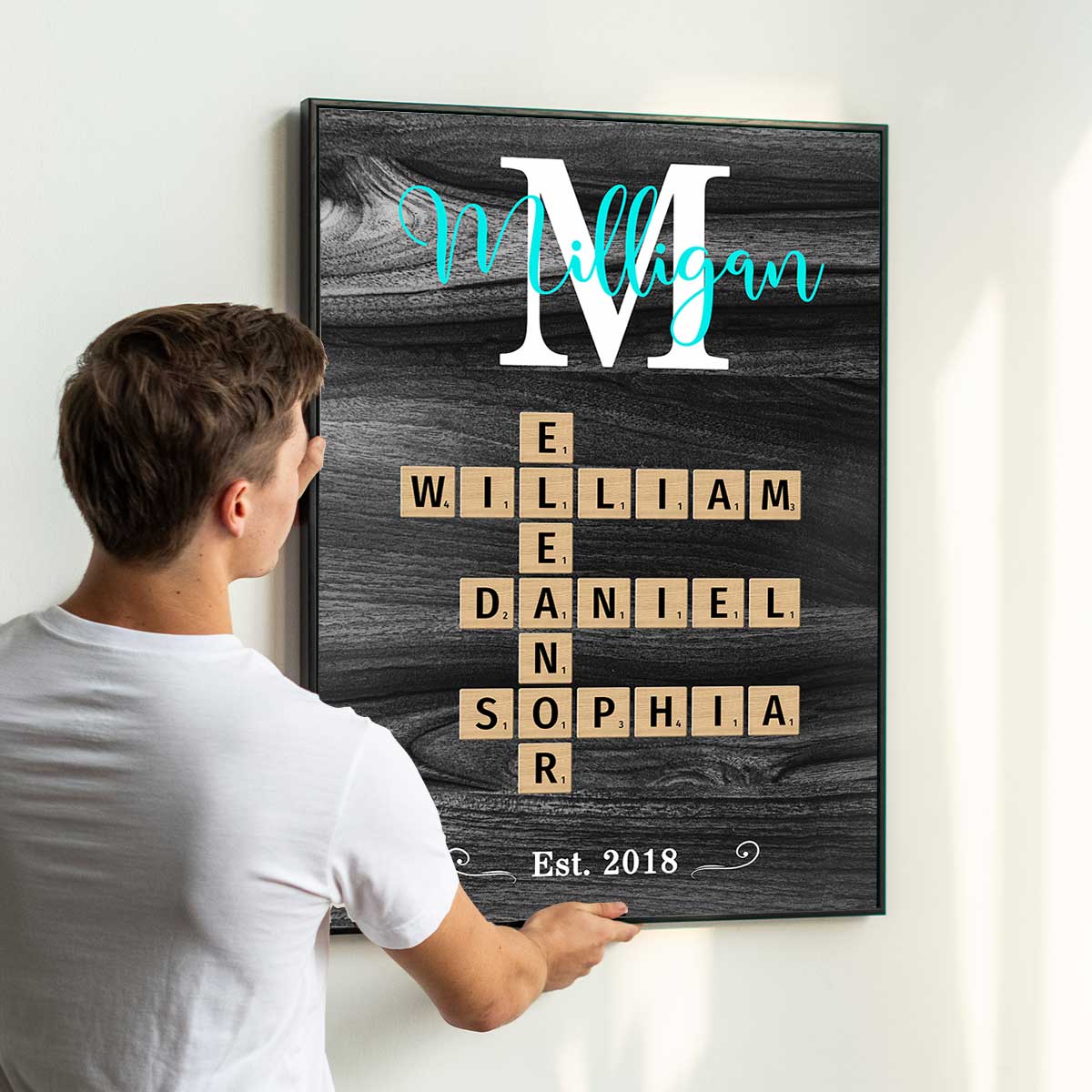 Family Name Crossword Puzzle Art - Personalized Poster - Gift For Dad, Gift For Husband, Gift For Grandpa