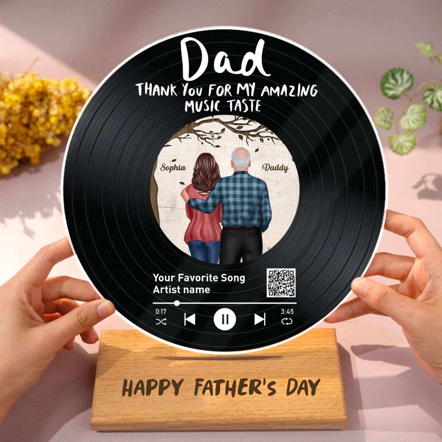 Dad Thank You For My Amazing Music Taste Favorite Song Scannable QR Code Personalized Acrylic Record Plaque