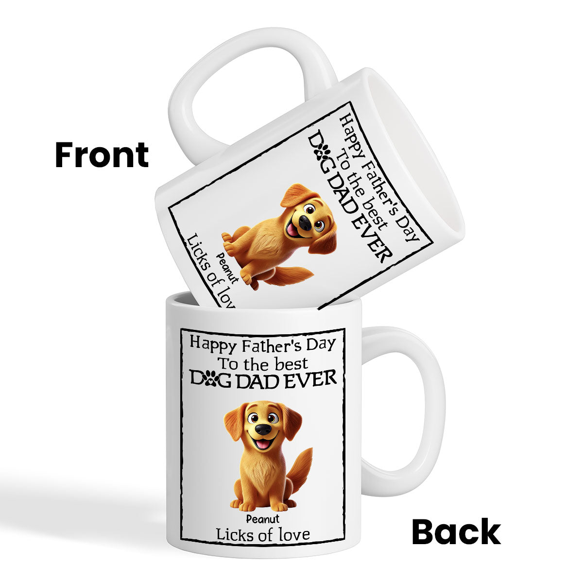 Happy Father's Day Best Dog Dad Cartoon Funny Style Dogs Personalized Mug