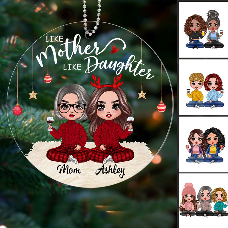 Doll Like Mother And Daughters Christmas Personalized Acrylic Ornament