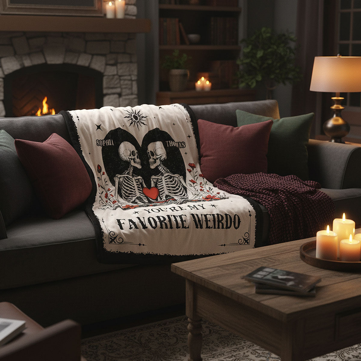 Skull Couple You're My Weirdo Gothic Quirky - Personalized Blanket - Unique Valentine's Day Gift, Anniversary Gift For Couple, For Him, For Her