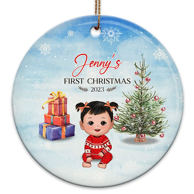 Baby‘s First Christmas Doll Personalized Decorative Circle Ornament