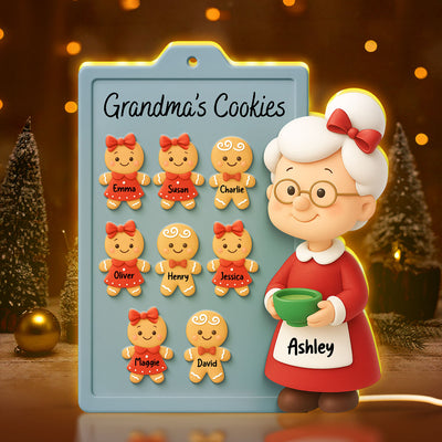 Grandma Cookies 3D Effect - Personalized Light Box - Christmas Gift for Grandmas