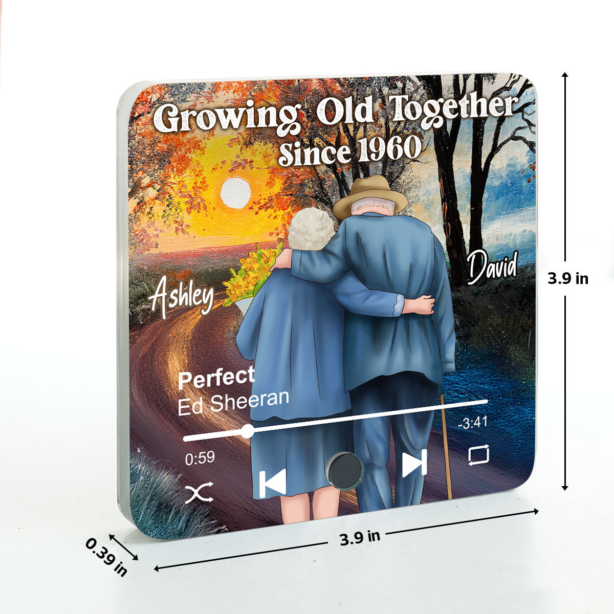 Old Couple Growing Old Together Since Personalized Music Fridge Magnet, Heartfelt 2025  Gift For Couple, For Him, For Her, Boyfriend, Girlfriend, Husband, Wife