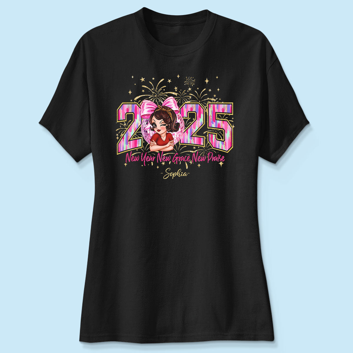 Happy New Year 2025 Pink Coquette Bow, Retro New Years, New Year Gift For Yourself