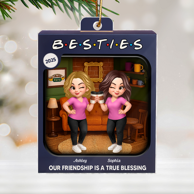 Besties Forever Toy Box Style - Personalized Acrylic Ornament - Christmas Gift For Friends