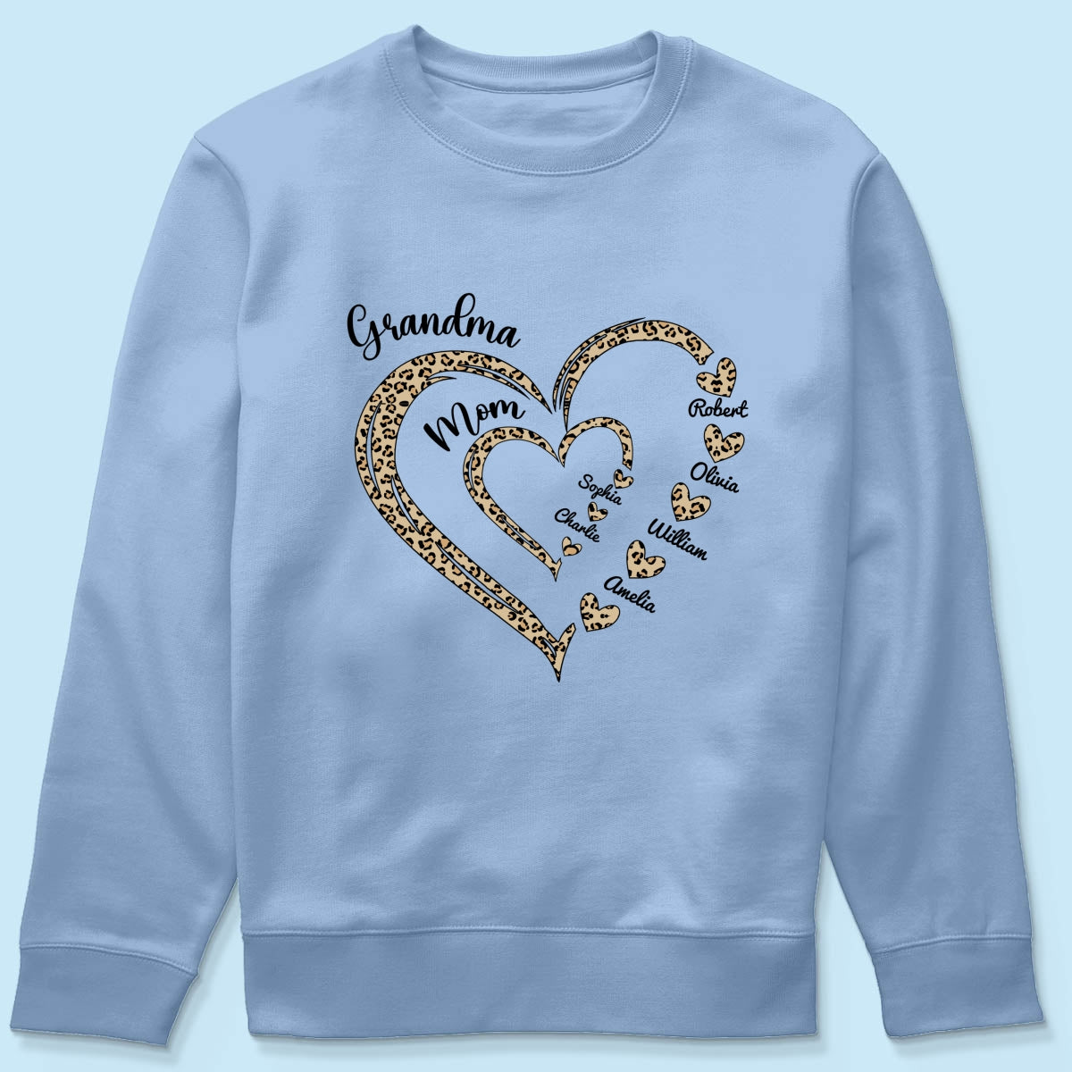 Leopard Grandma Mom Heart In Heart Personalized Shirt