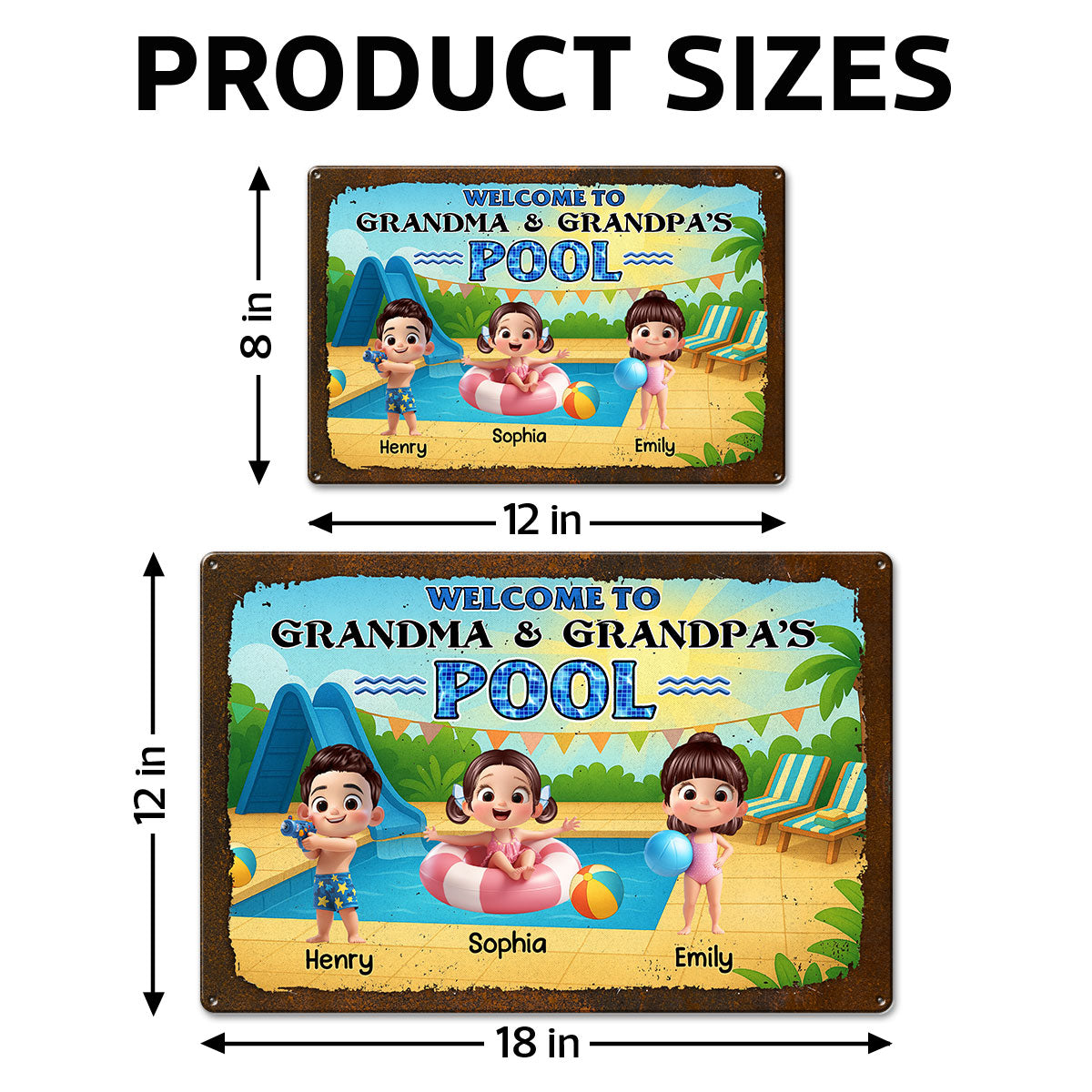Welcome to Grandma & Grandpa's Pool Personalized Metal Sign