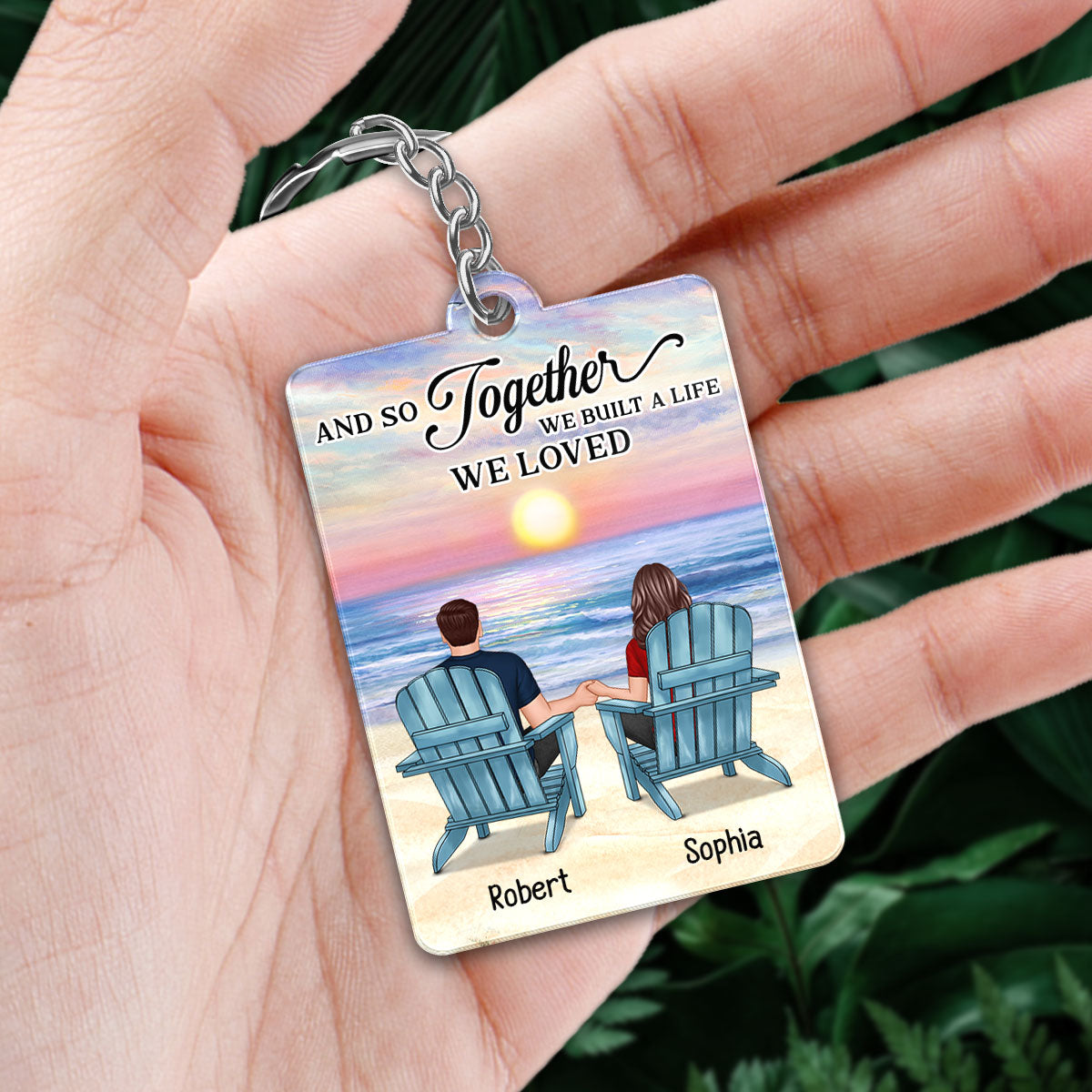 Couple Back View At Beach Favorite Song Scannable QR Code Personalized Acrylic Keychain