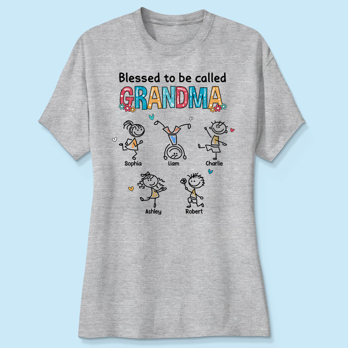 Blessed To Be Called Grandma Colorful Drawing Personalized Shirt