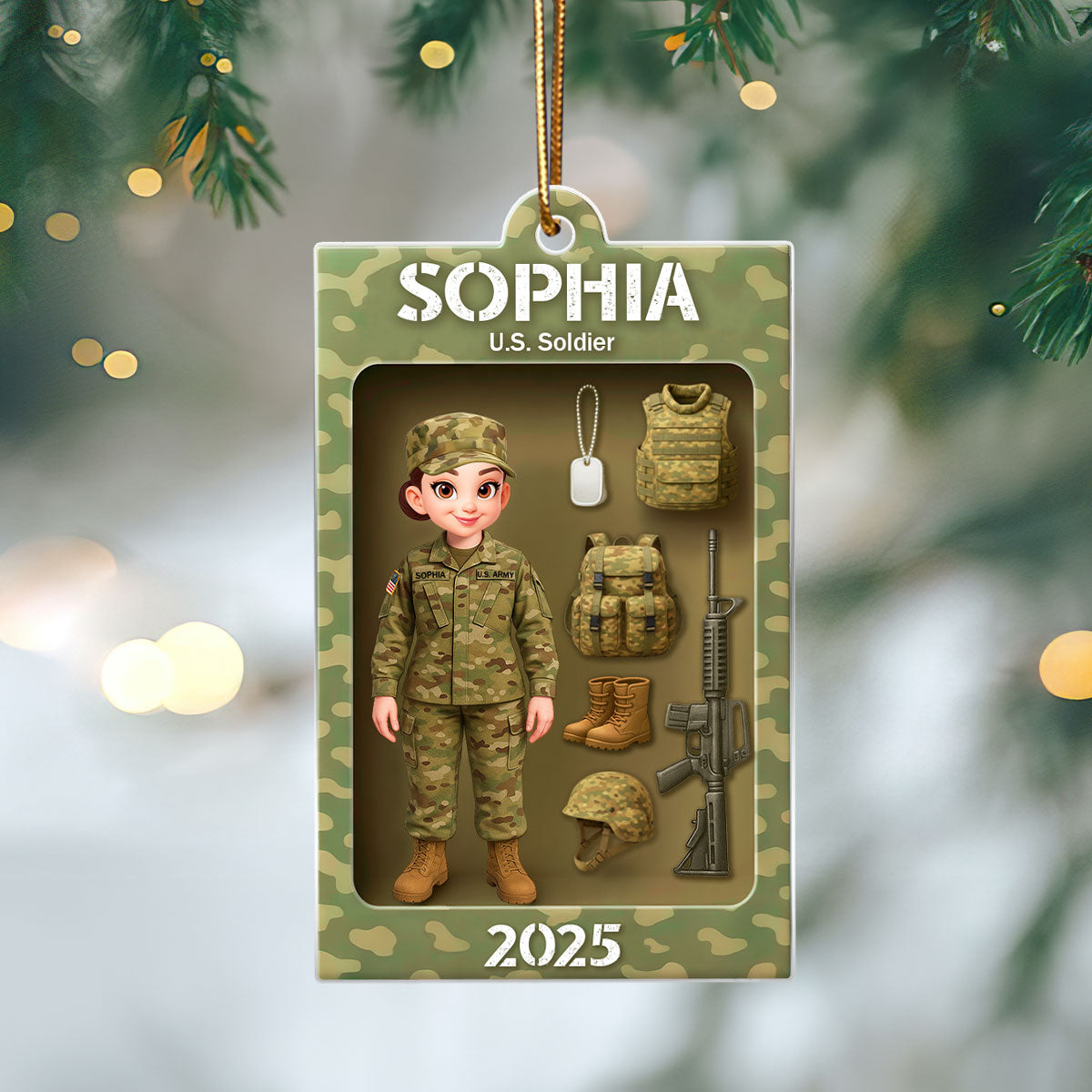 Army Action Figure 3D Effect - Personalized Acrylic Ornament - Special Chritsmas Gift For The Brave Soldier