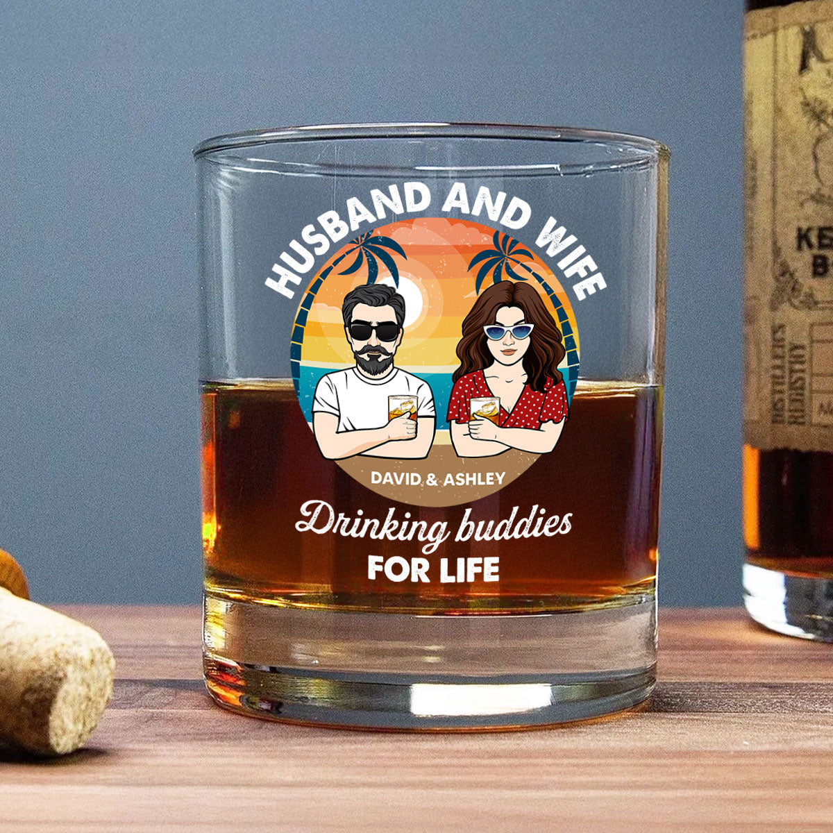 Husband And Wife Drinking Buddies for Life Personalized Wine Glass, Gift for him, Gift for her