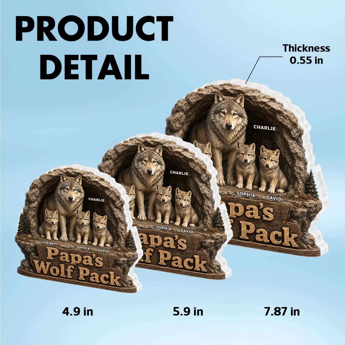 Dad Papa's Wolf Pack - Personalized Acrylic Block Plaque - Cool Father's Day Gift For Dad, Husband