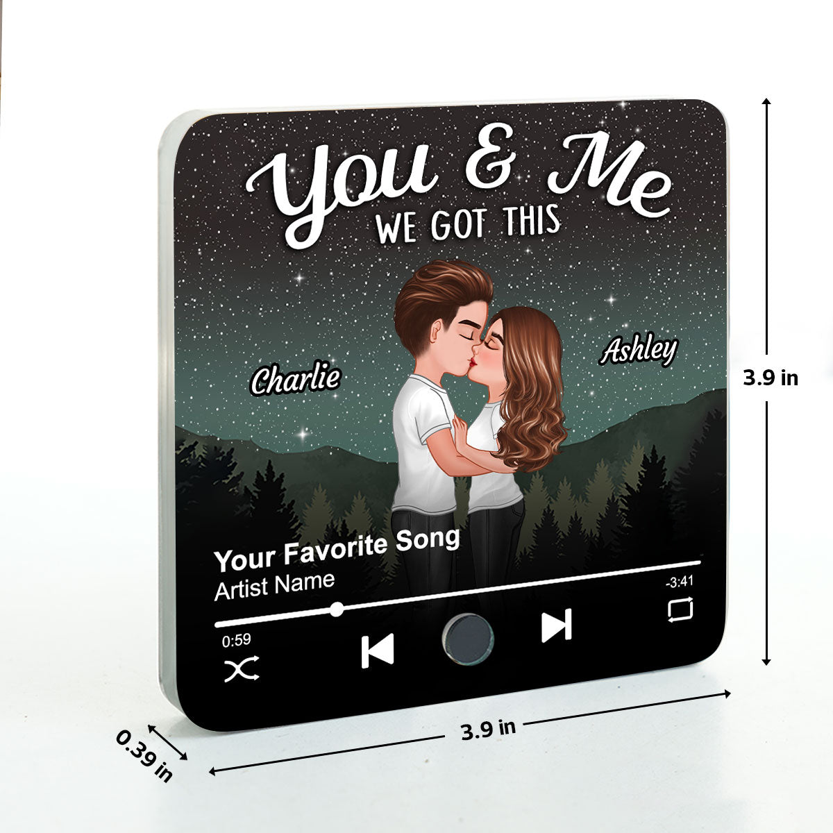 Couple Kissing Under Stars Personalized Music Fridge Magnet, Heartfelt 2025  Gift For Couple, For Him, For Her, Boyfriend, Girlfriend, Husband, Wife